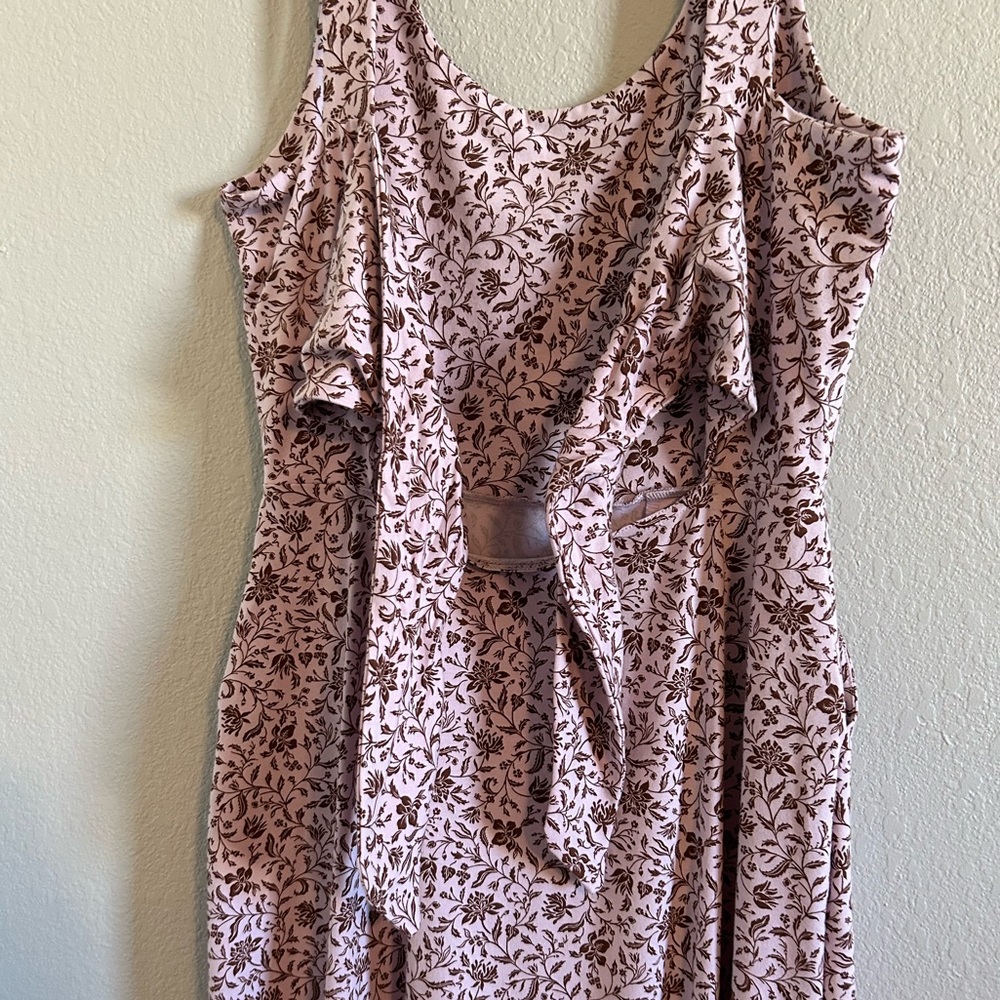 NWT Pact Purple Floral Fit & Flare Tieback Dress (Small) - Picture 6 of 8